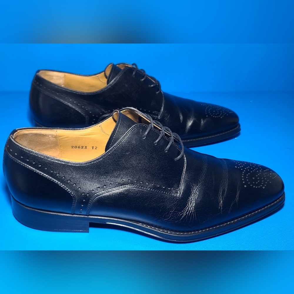 Magnanni Gregorio Derby Brogue Men's Black Leather Dress Shoes Size 12 M US - Picture 2 of 14